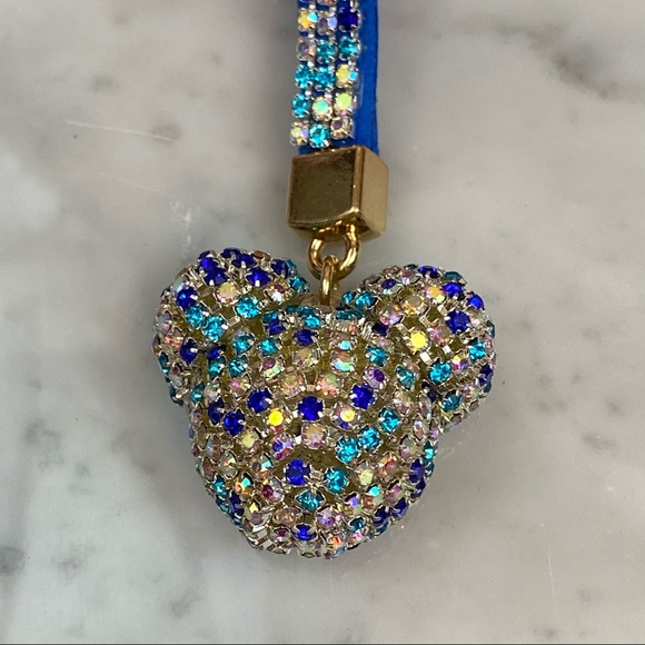 Chic Multicolor Blue Crystal & Leather Mickey Mouse Keychain - Picture 10 of 14
